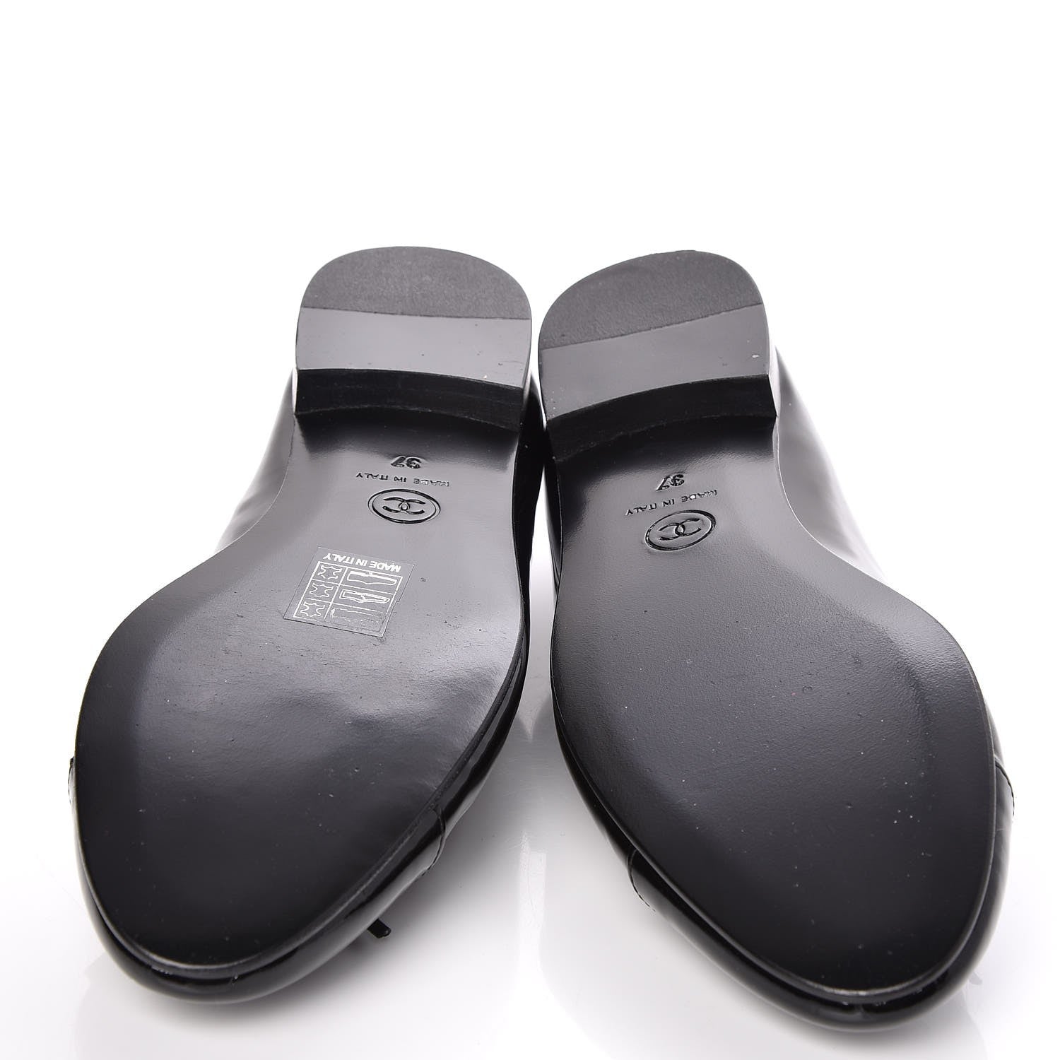 Chanel Patent CC Cap Toe Ballerina Flats 37 Black 5 of 9