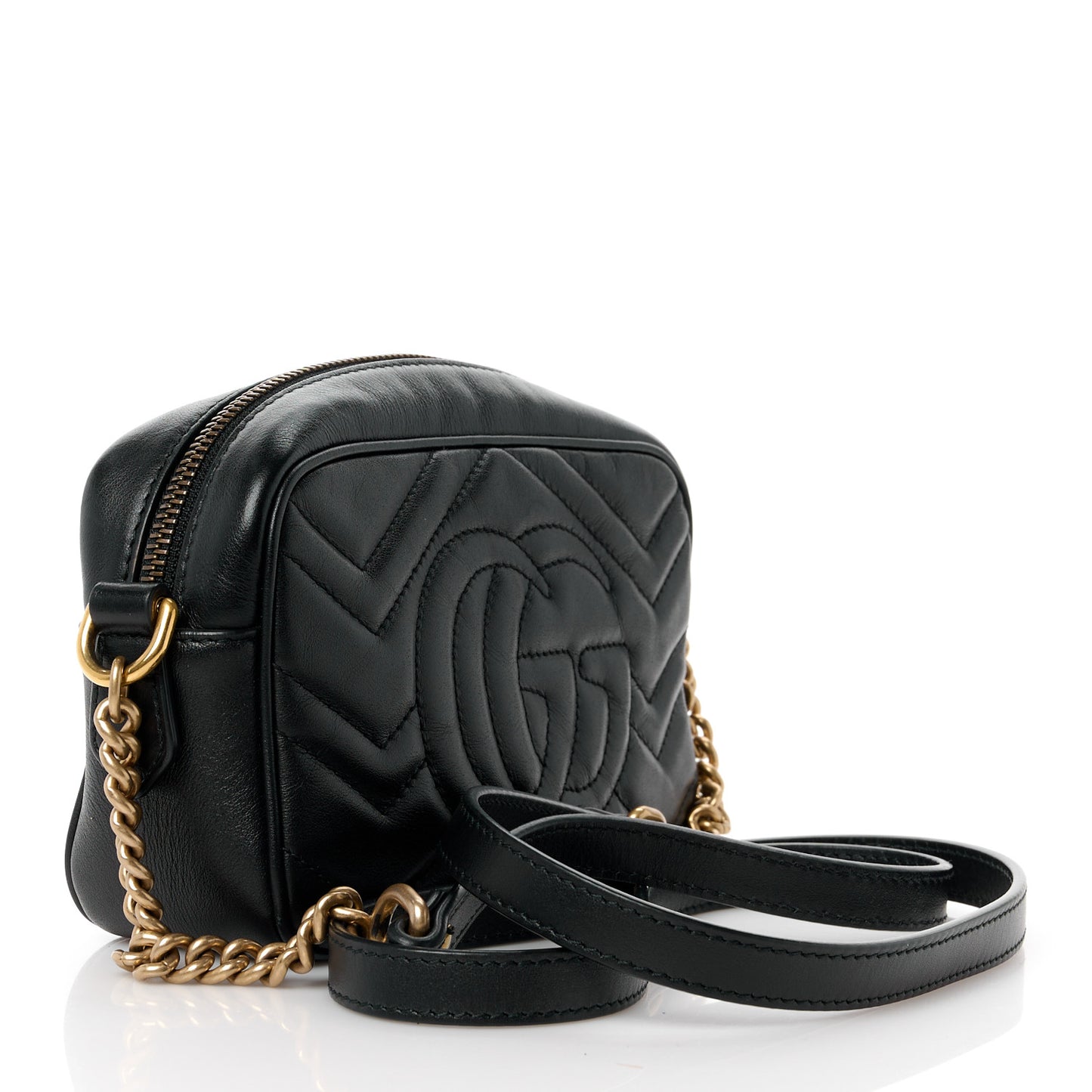 Calfskin Matelasse Mini GG Marmont Chain Shoulder Bag Black
