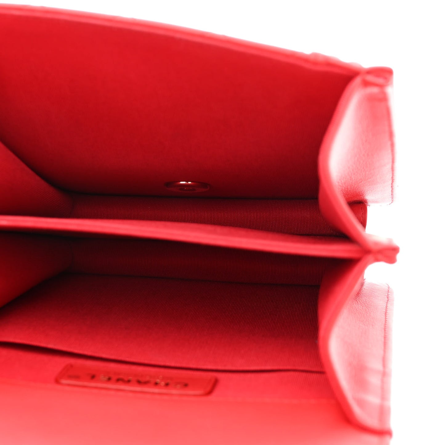 Calfskin Quilted North South Boy Flap Red