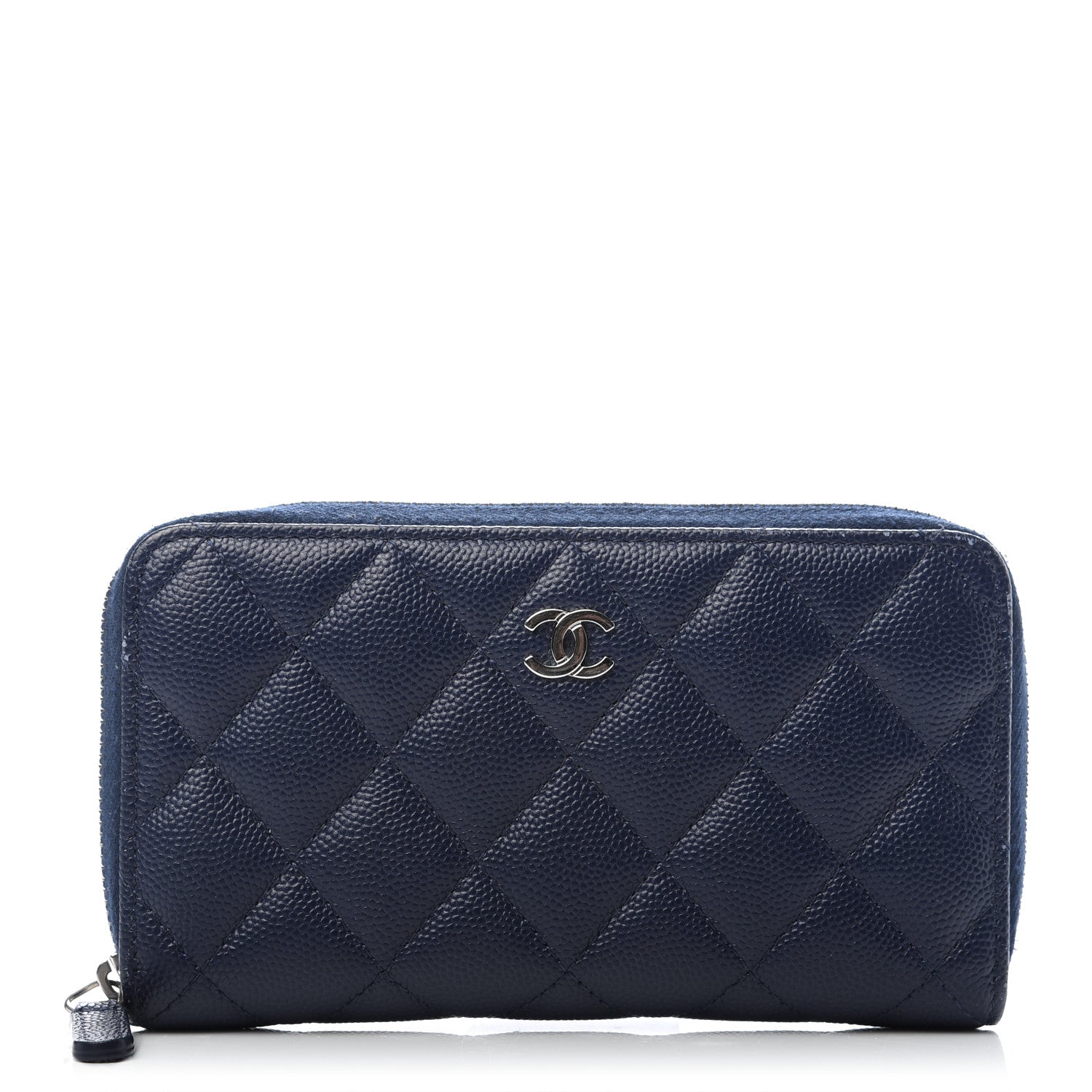 Chanel Caviar Quilted Small Zip Around Wallet Navy 1 of 10