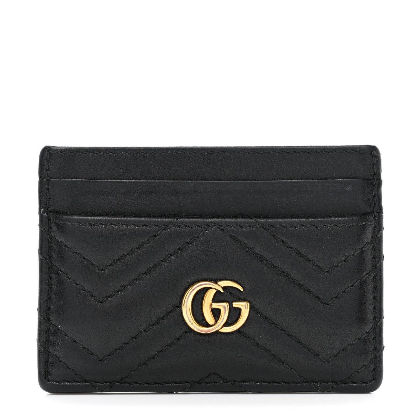 Calfskin Matelasse GG Marmont Card Holder Black