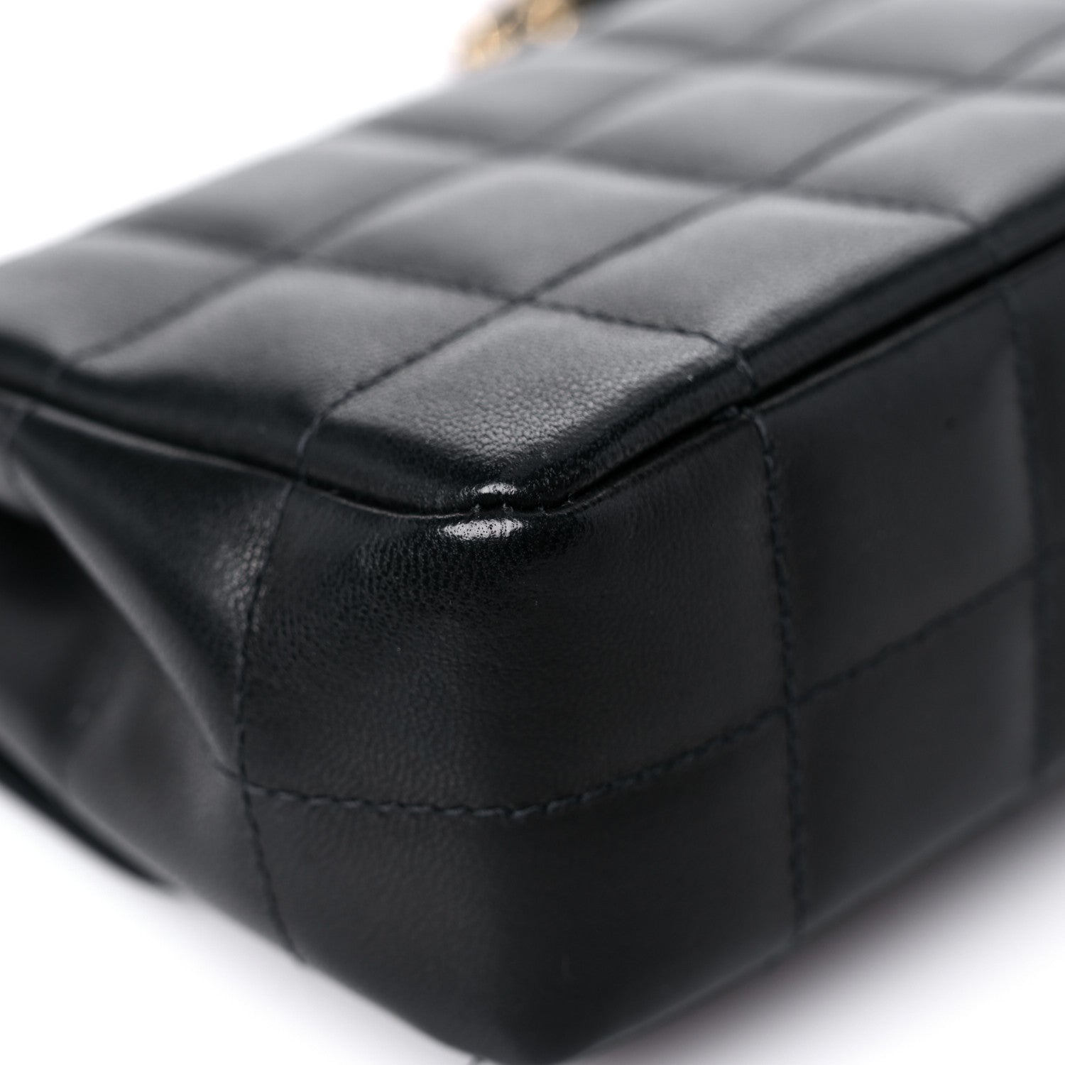 Chanel Lambskin Quilted Mini Chocolate Bar Camellia Flap Black 10 of 14
