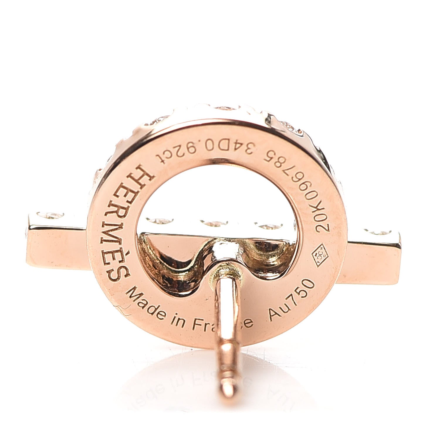 Hermes 18K Rose Gold Diamond Finesse Earrings 4 of 5