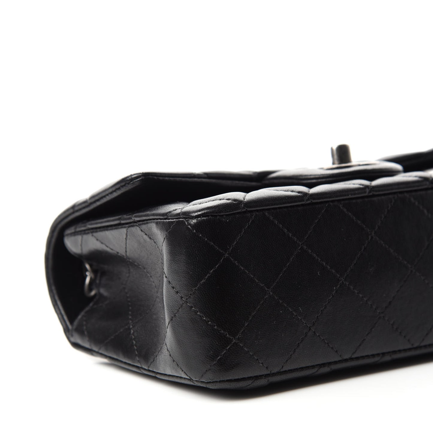 Lambskin Quilted Mini Rectangular Flap Black