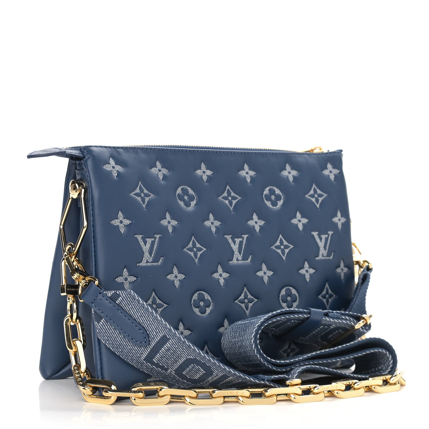 Louis Vuitton Lambskin Embossed Monogram Coussin PM Denim Blue 3 of 11