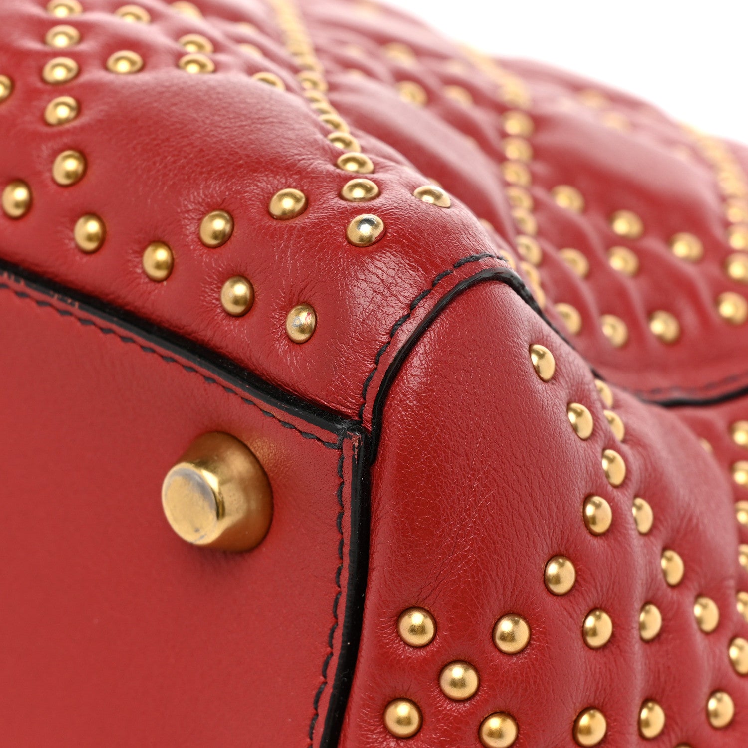 Christian Dior Calfskin Cannage Studded Medium Supple Lady Dior Red 12 of 15