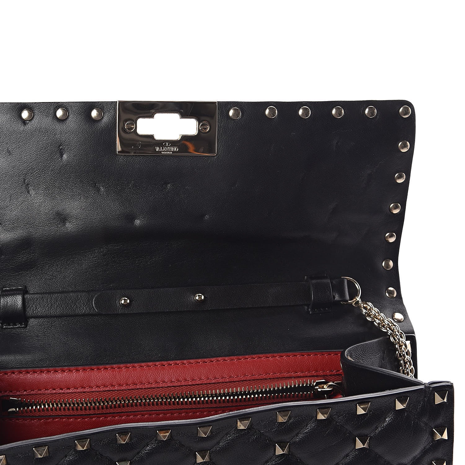 Valentino Garavani Lambskin Rockstud Spike Wallet on Chain Black 7 of 10