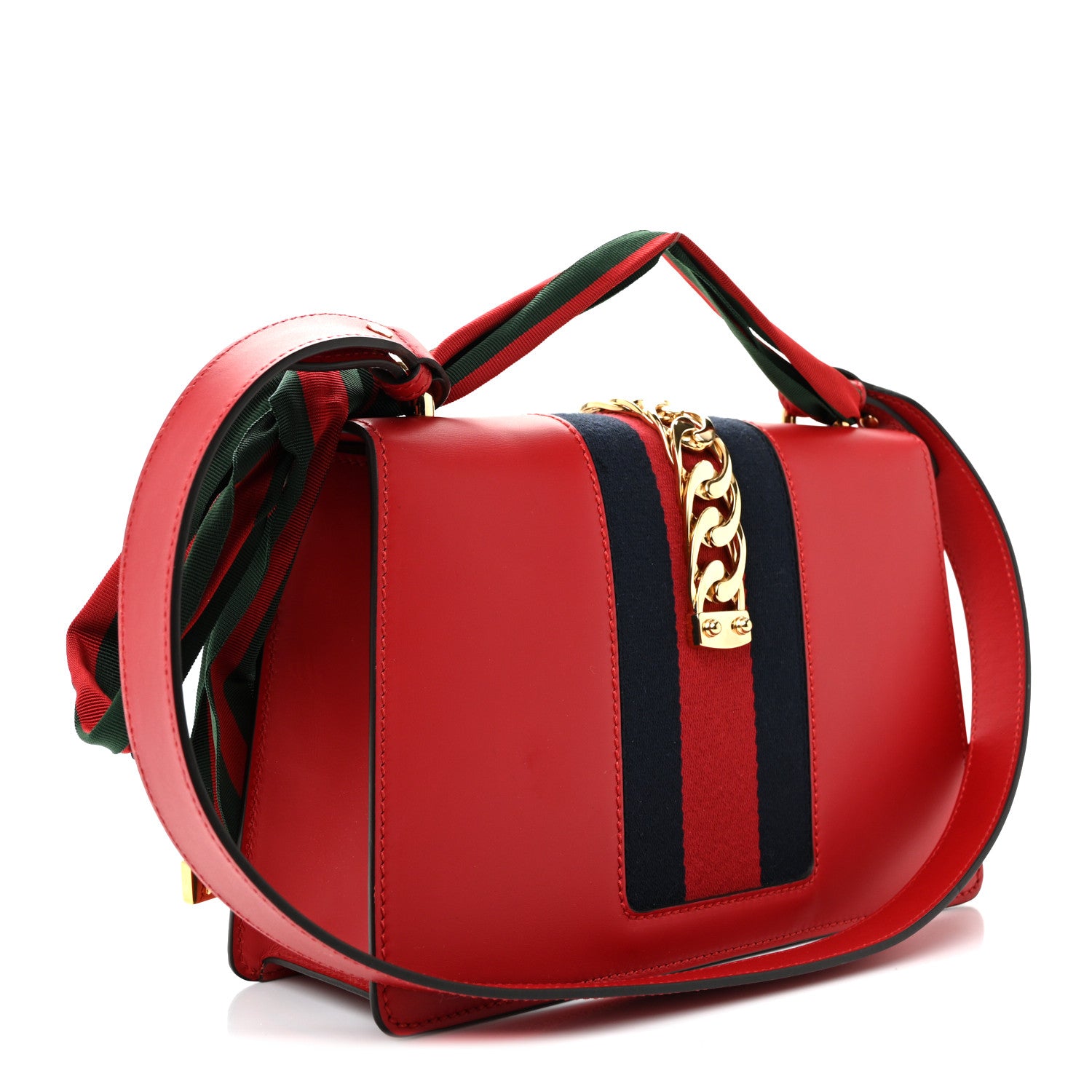 Gucci Calfskin Small Sylvie Shoulder Bag Hibiscus Red 3 of 10