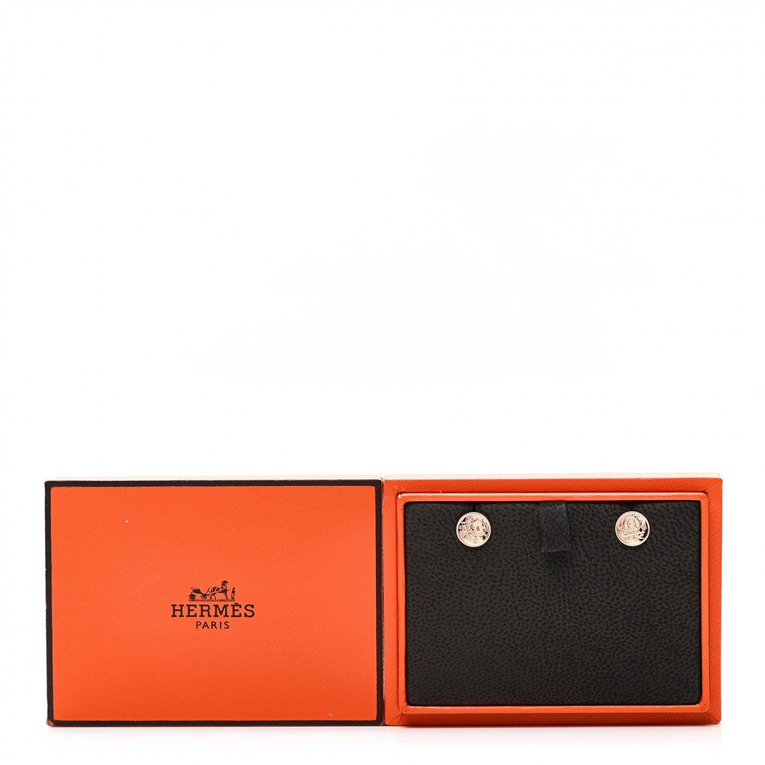 Hermes 18K Rose Gold TPM Ex-Libris Stud Earrings 6 of 6