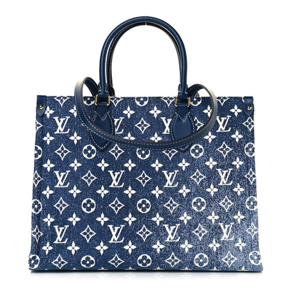 Louis Vuitton Monogram Jacquard Denim Onthego MM Bleu 1 of 11