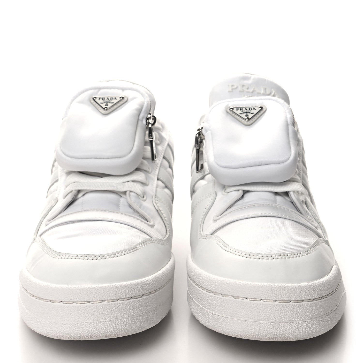 Prada X ADIDAS Re-Nylon Gabardine Metal Triangle Logo Mens Wheel Pouch Pocket Low Top Sneakers 11 White 2 of 8