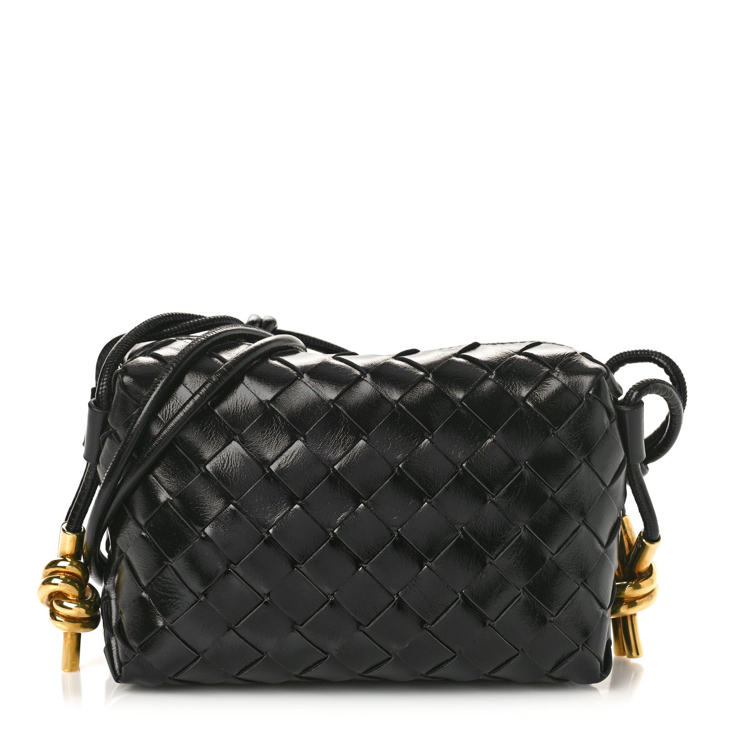Bottega Veneta Nappa Intrecciato Metallic Knot Mini Loop Camera Bag Black 1 of 8