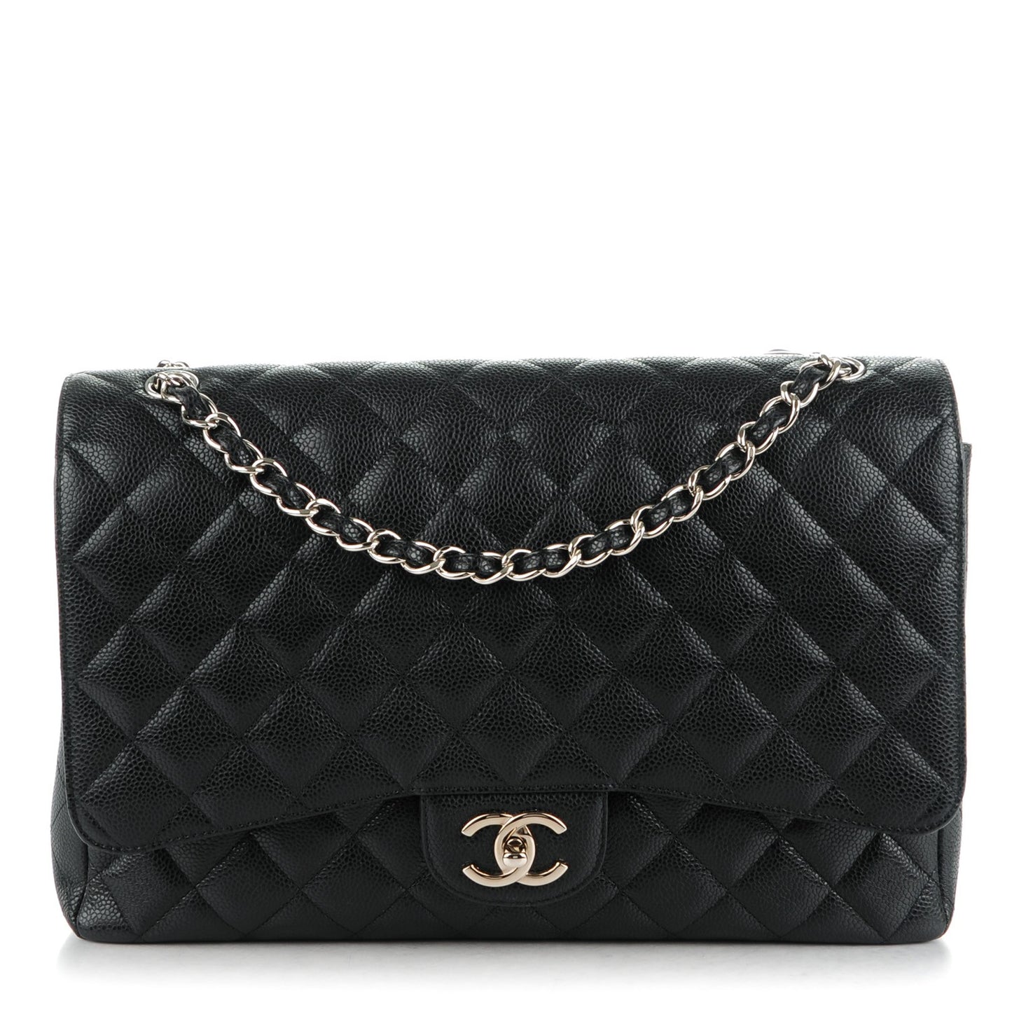 Caviar Quilted Maxi Double Flap Black