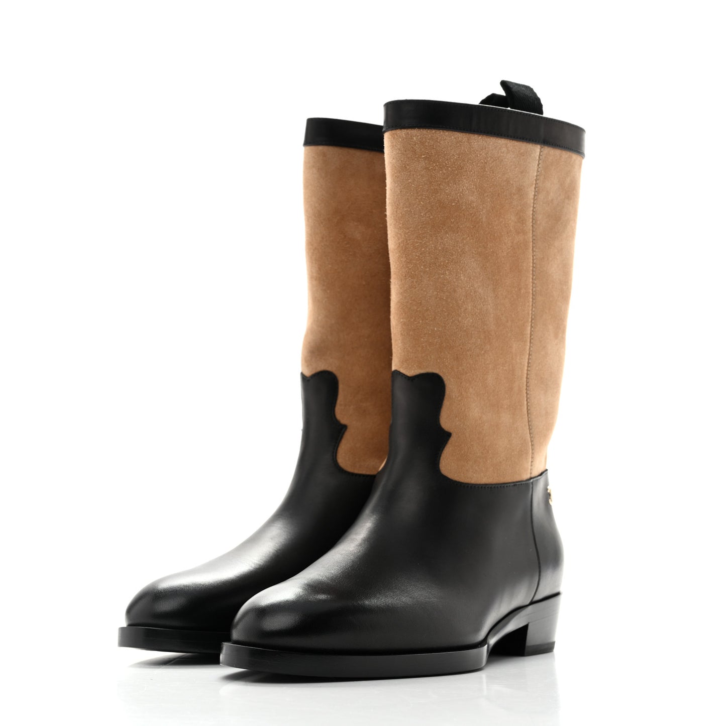 Suede Calfskin CC Short Boots 36.5 Black