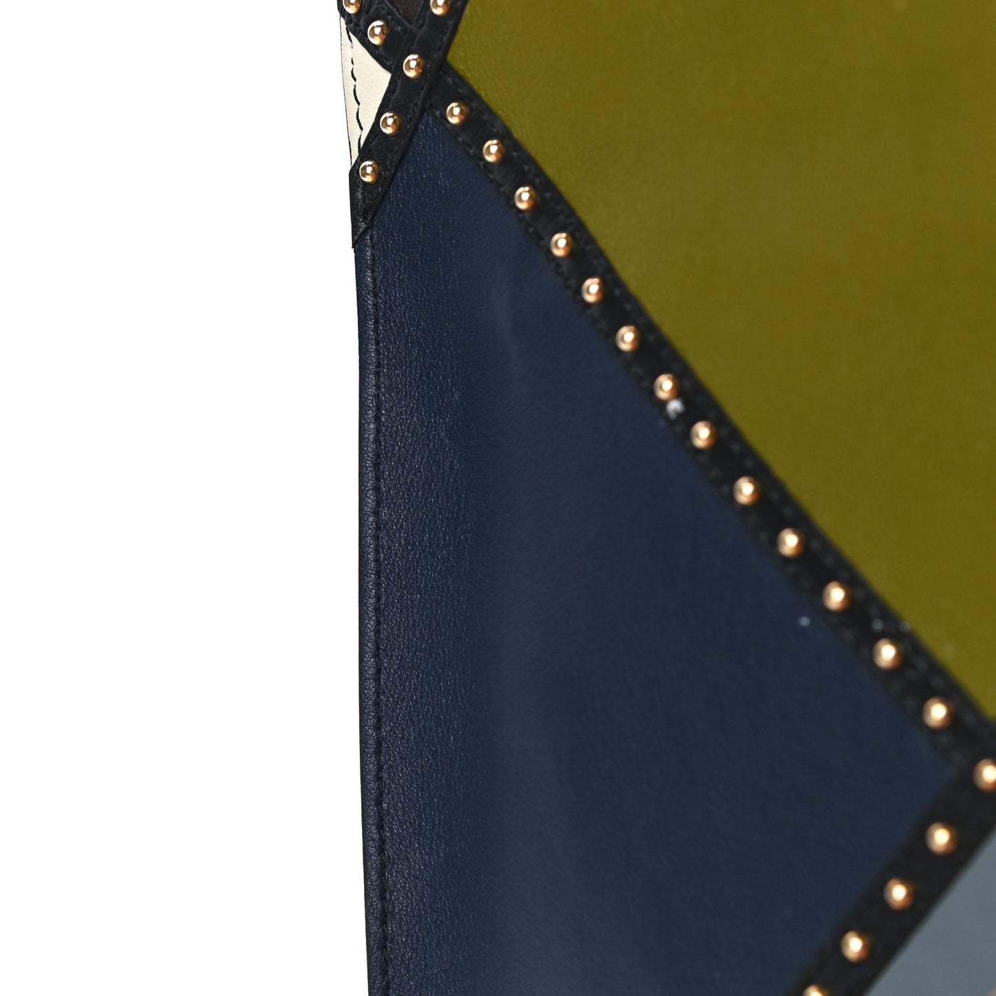 Calfskin Studded Colorblock Patchwork Shoulder Bag Multicolor