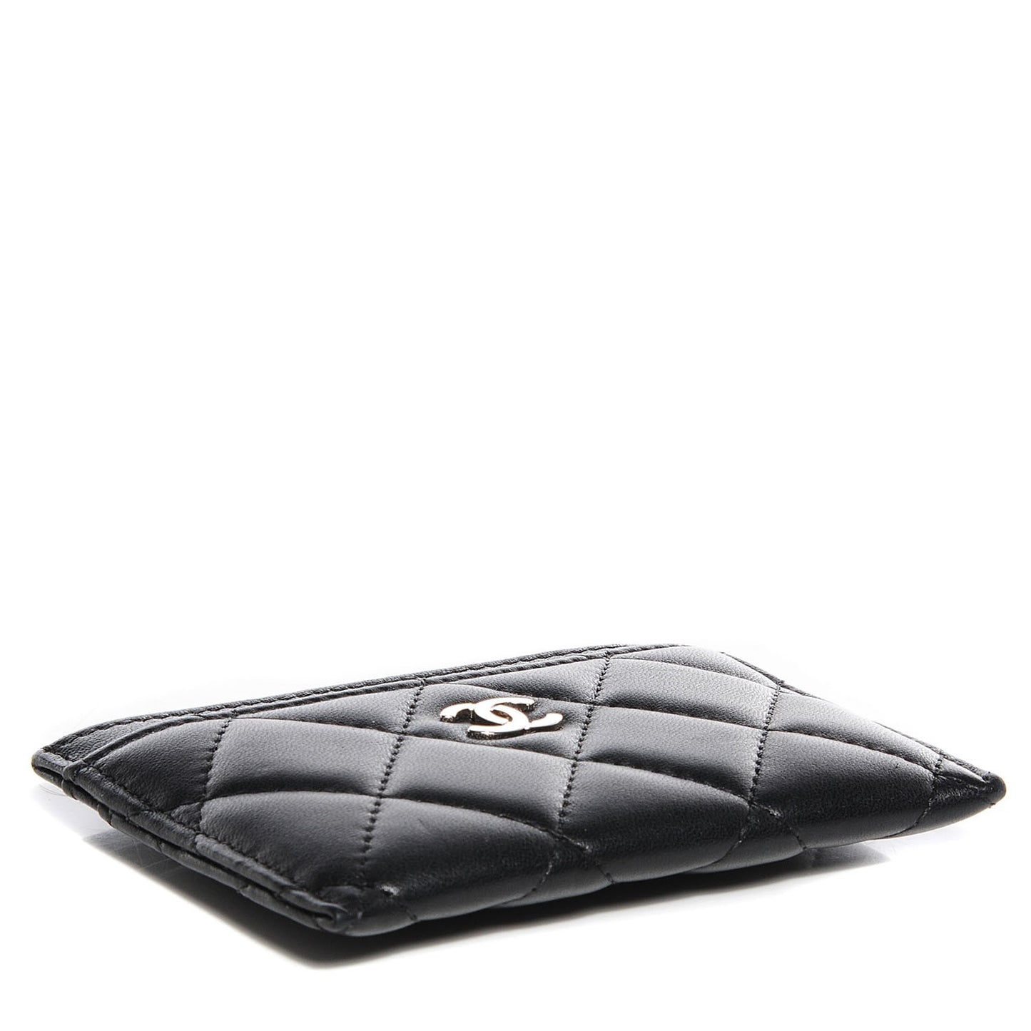 Lambskin Quilted Card Holder Black