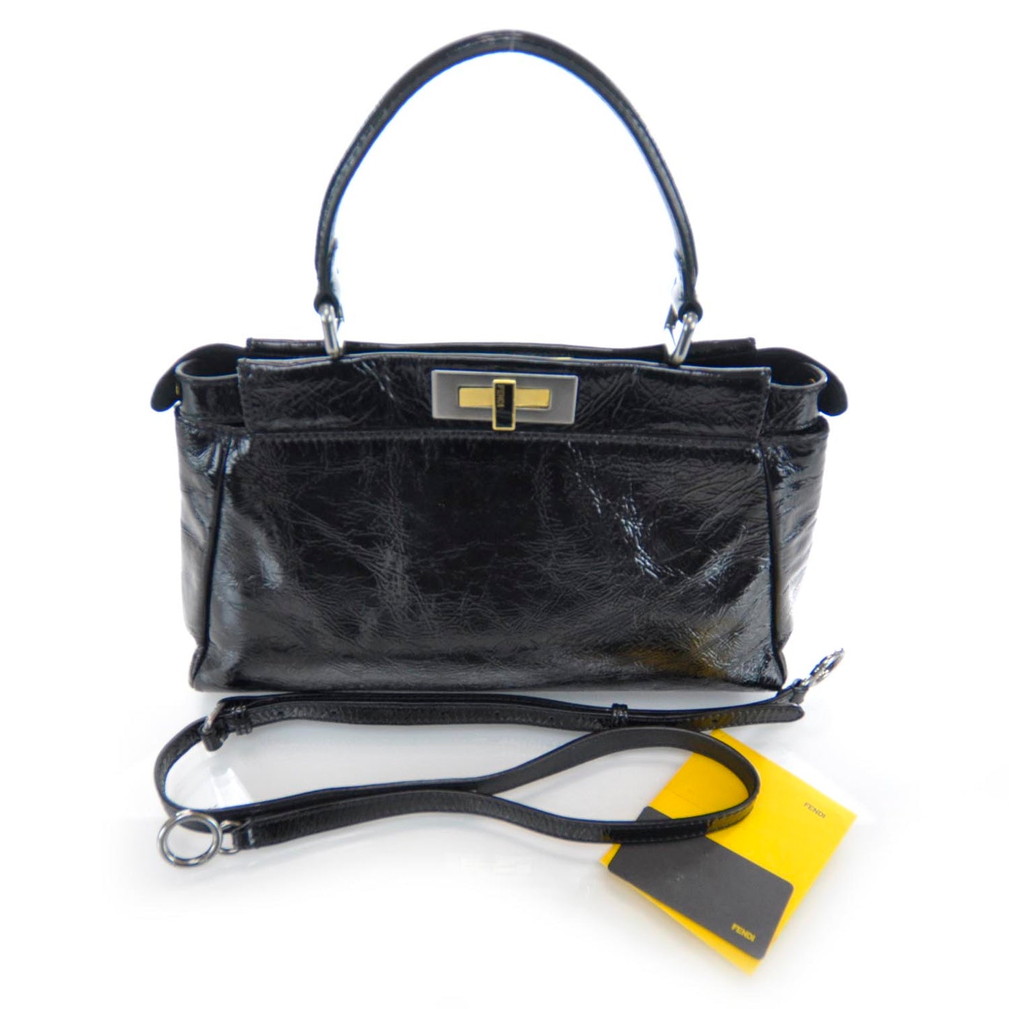 Patent Medium Peekaboo Iconic Satchel Black