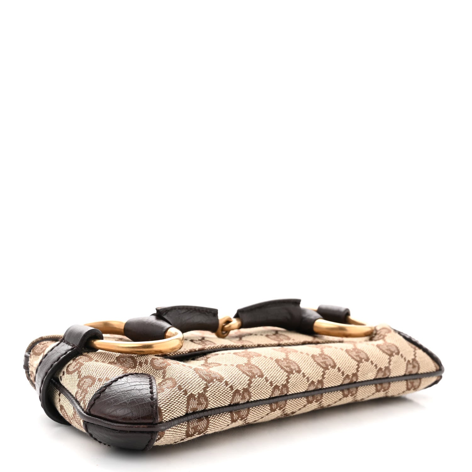 Gucci Monogram Horsebit Clutch Dark Brown 4 of 10