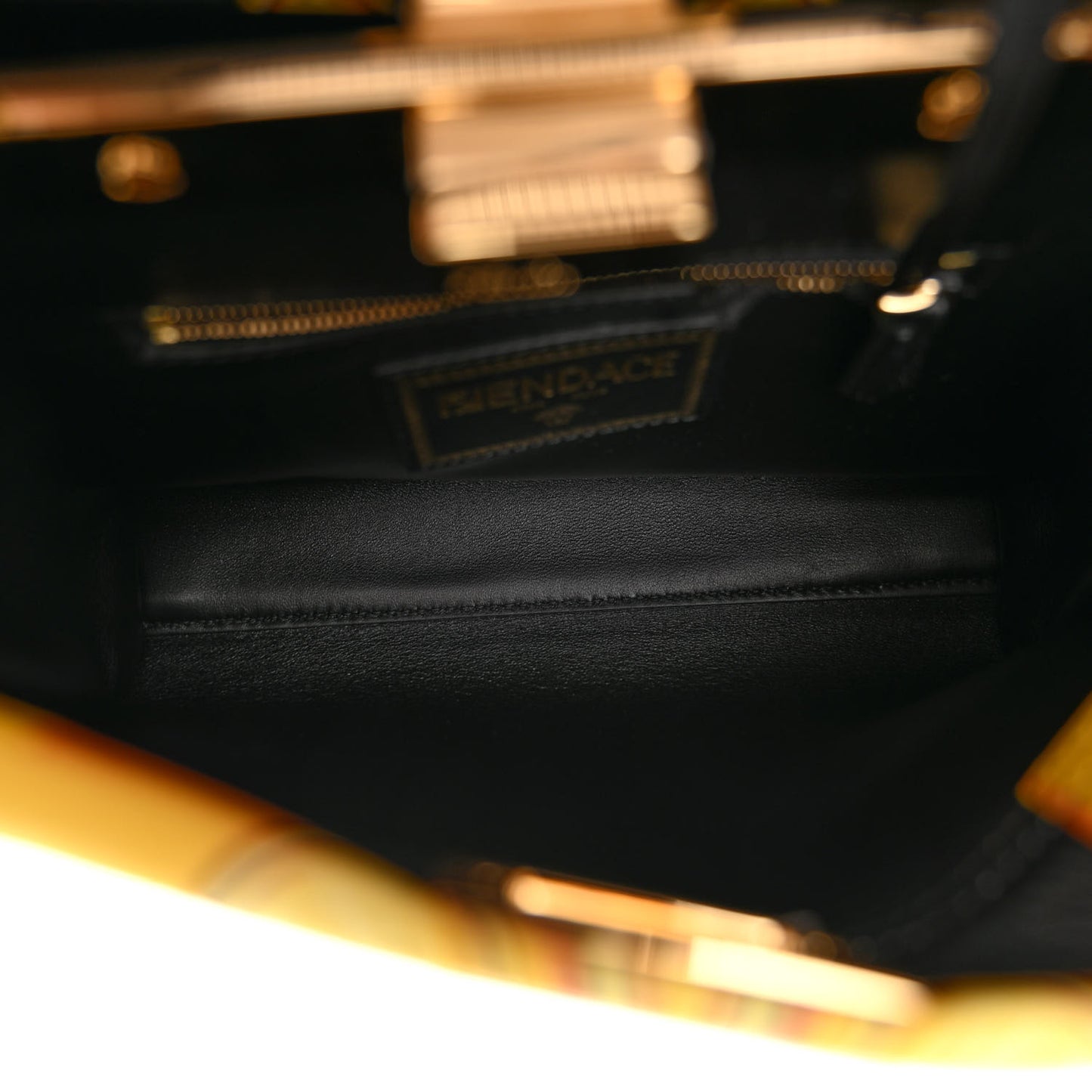 X VERSACE Vitello Seta Nappa Fendace FF Baroque Mini Peekaboo Iconic Satchel Tobacco Black Gold