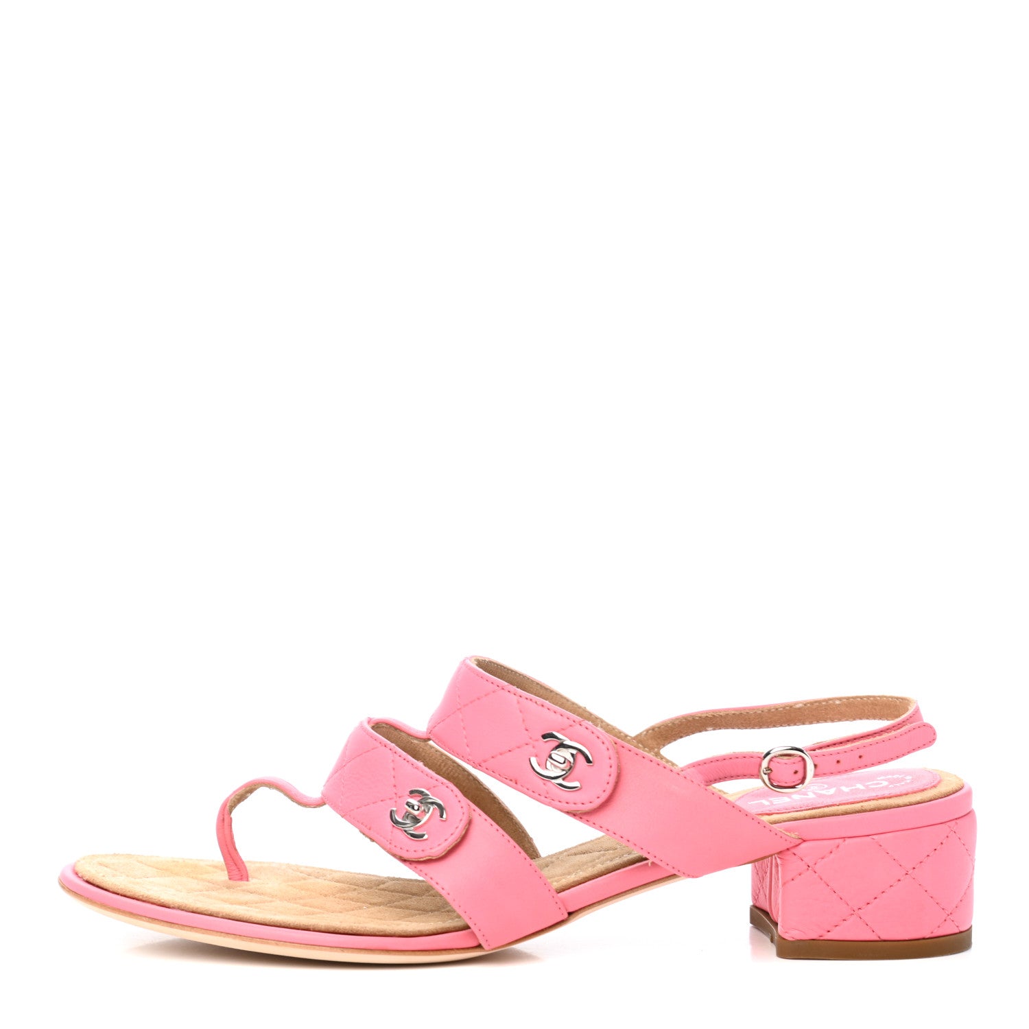 Chanel Lambskin CC Turnlock Sandals 40 Pink 1 of 8