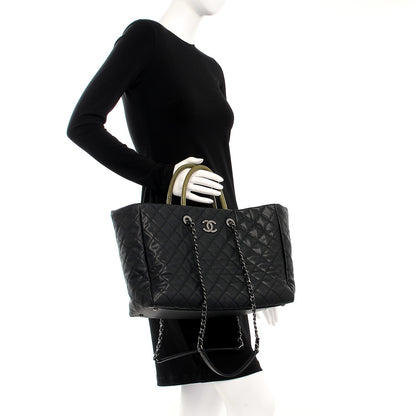 Chanel Caviar Lizard Quilted Large Coco Handle Shopping Tote Black 2 of 8