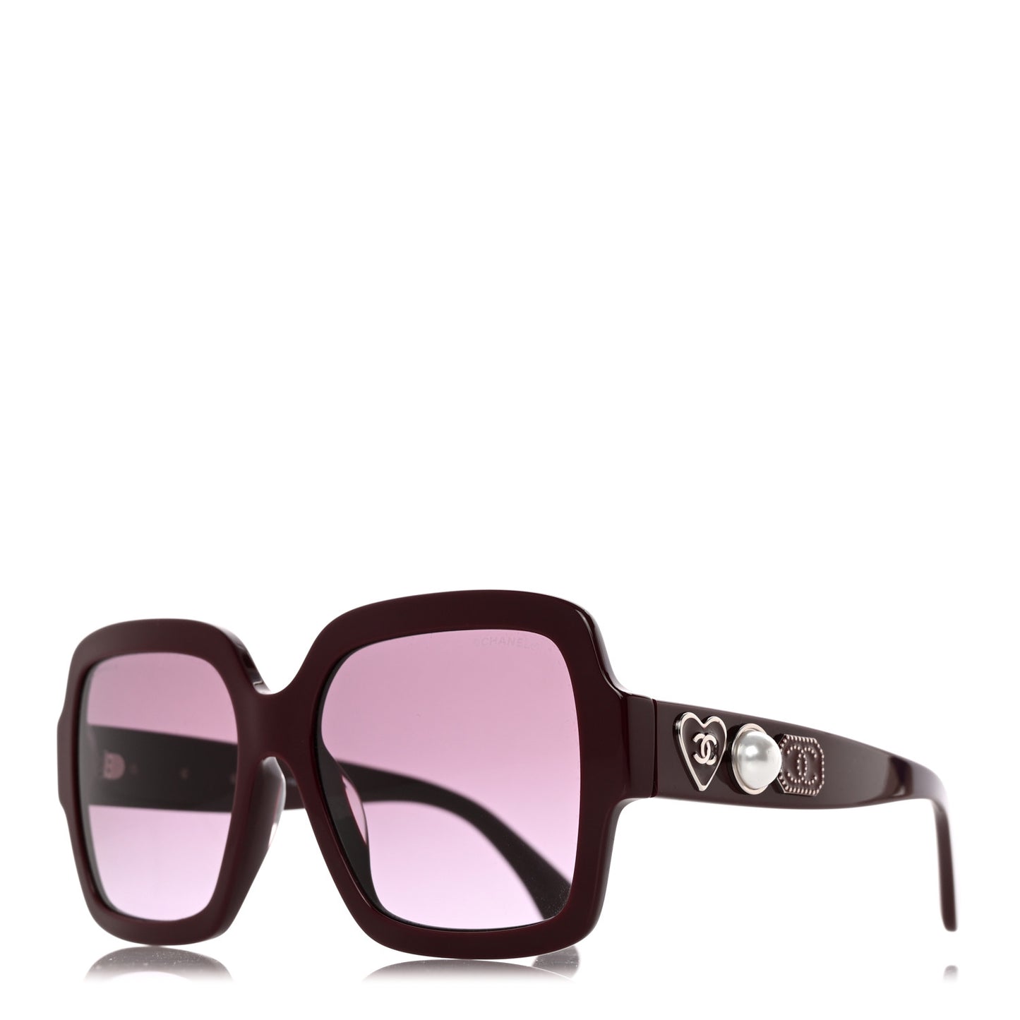 Acetate Charms Pearl Square Sunglasses 5479-A Burgundy