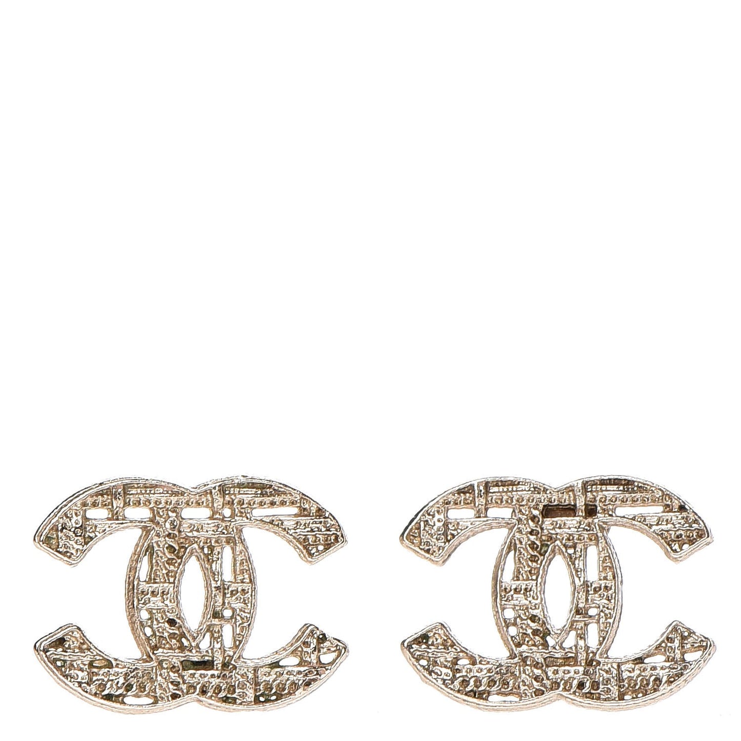 Tweed Effect CC Earrings Gold
