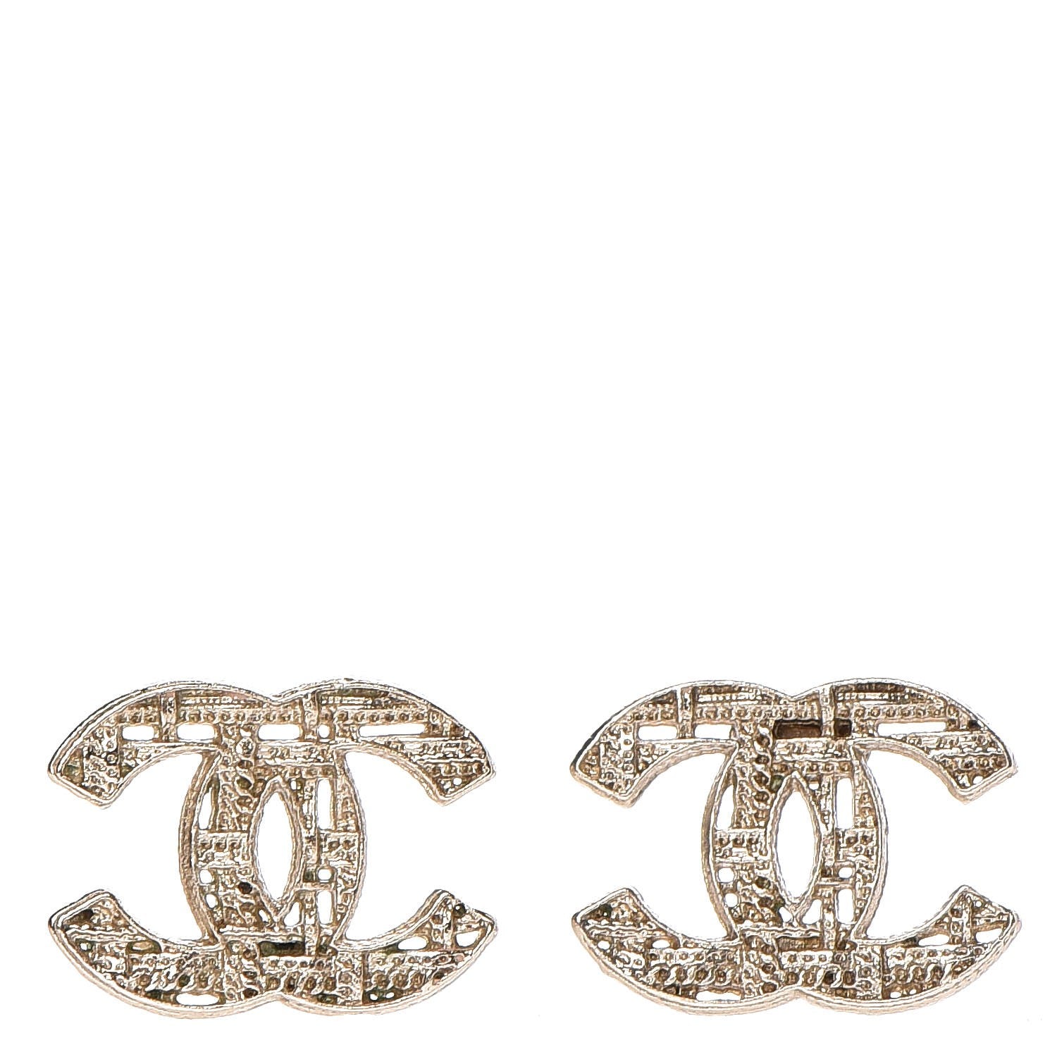 Chanel Tweed Effect CC Earrings Gold 1 of 5
