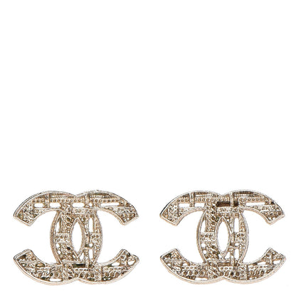 Chanel Tweed Effect CC Earrings Gold 1 of 5