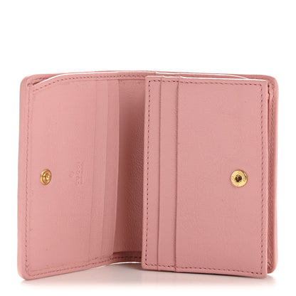 Gucci Azalea Calfskin Enamel Matelasse Diagonal Torchon GG Marmont Card Case New Cherry Red Wild Rose 5 of 8