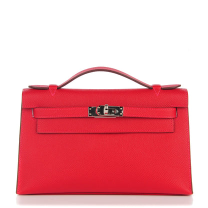 Hermes Epsom Kelly Pochette Clutch Rouge Casaque 1 of 18