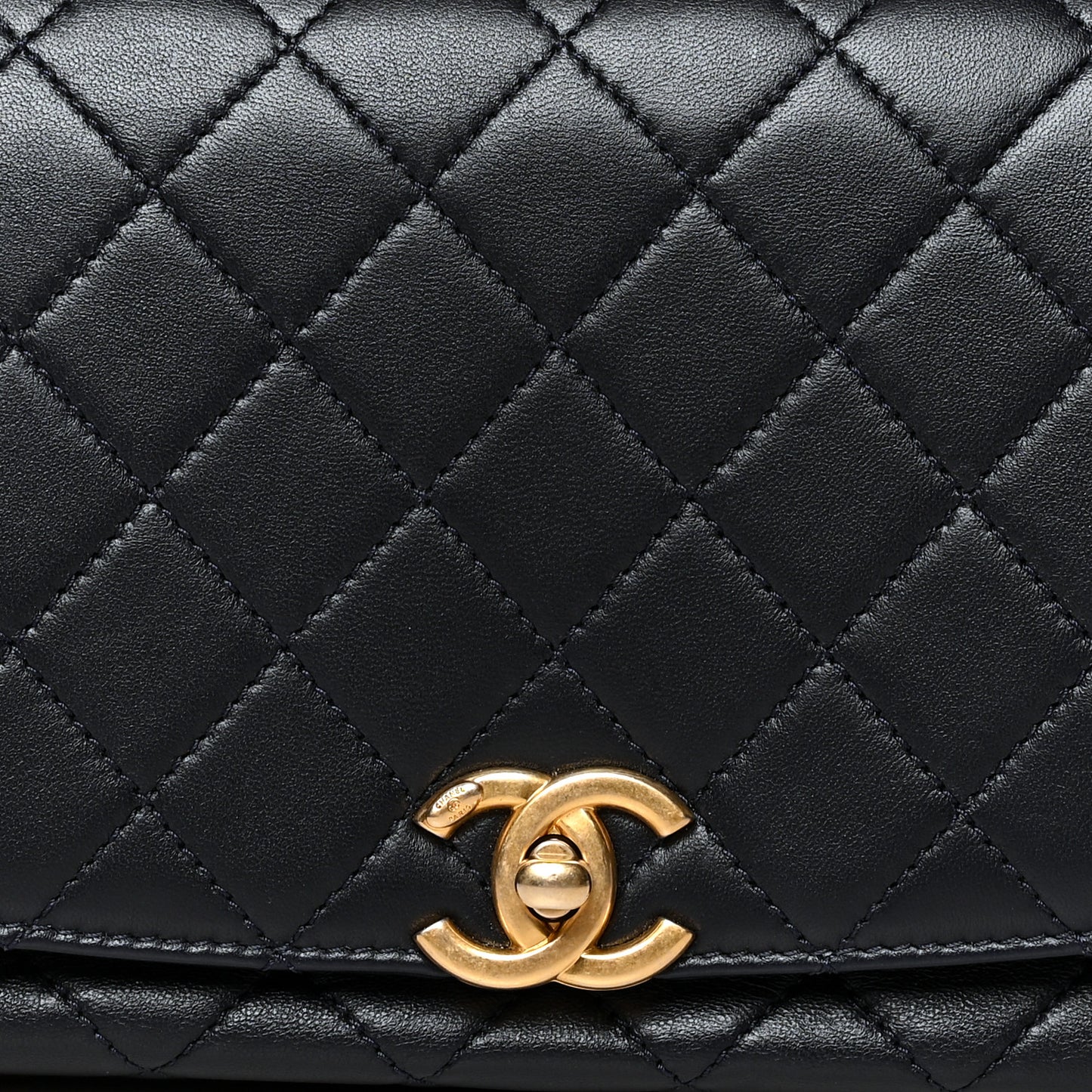Lambskin Quilted La Parisienne Top Handle Flap Dark Blue