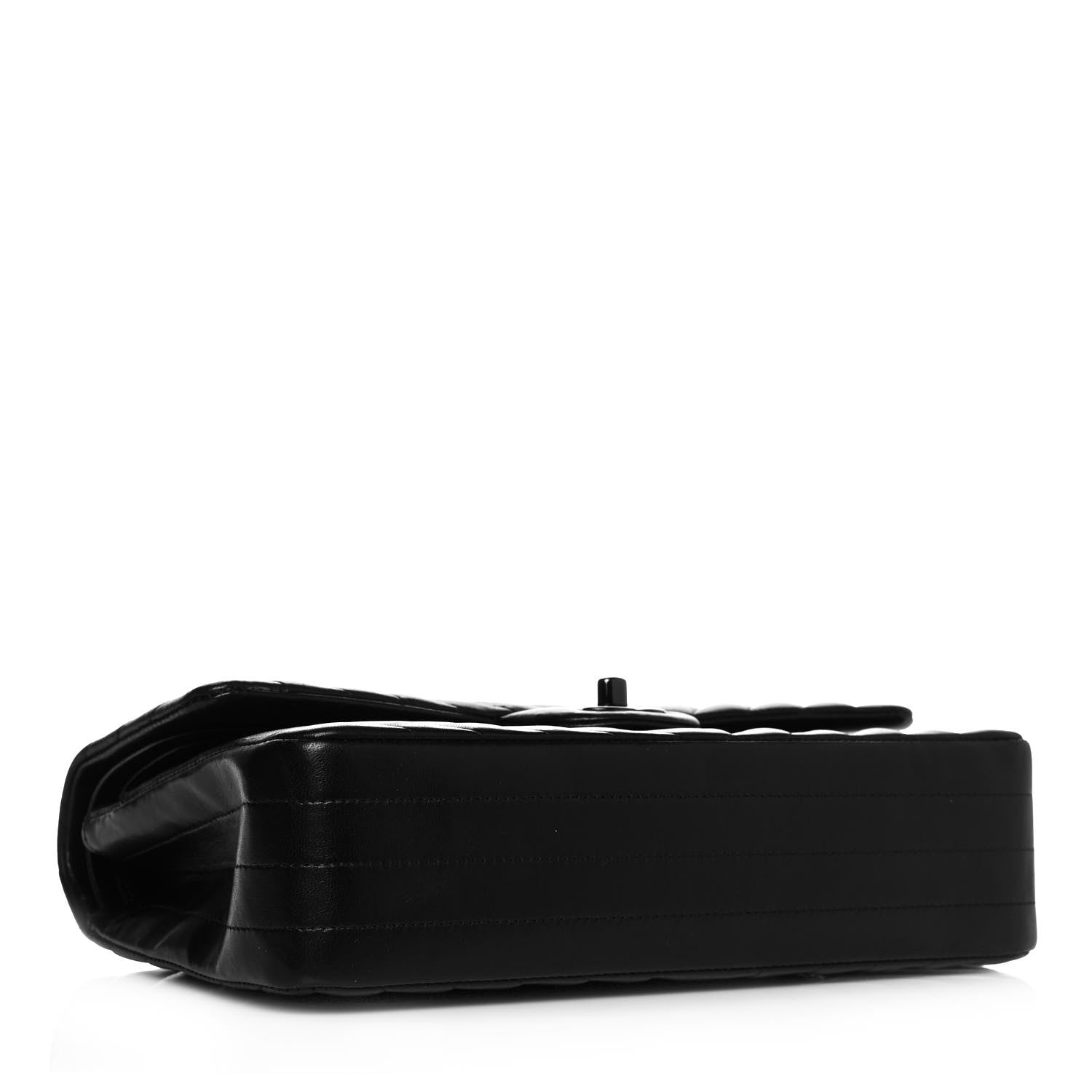 Chanel Lambskin Chevron Quilted Medium Double Flap So Black 4 of 14