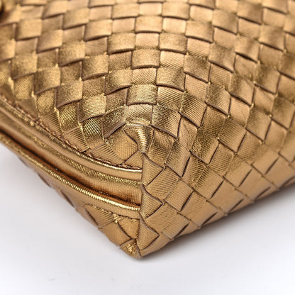 Bottega Veneta Metallic Grosgrain Intrecciato Pillow Crossbody Messenger Dark Gold 5 of 10