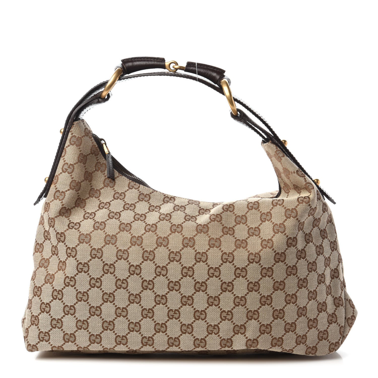 Gucci Monogram Medium Horsebit Chain Hobo Dark Brown 1 of 11