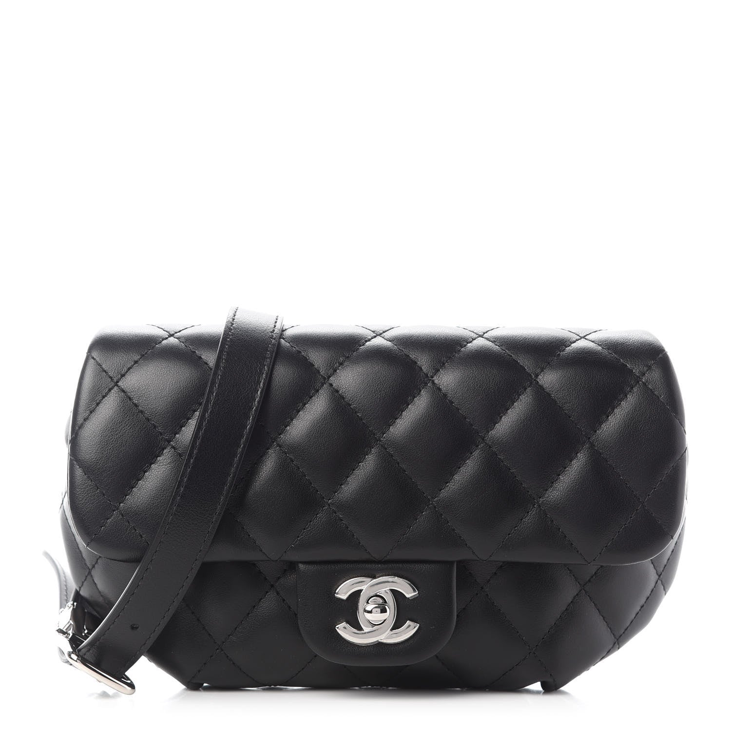 Chanel Calfskin Quilted CC Uniform Flap Belt Bag Black 1 of 6