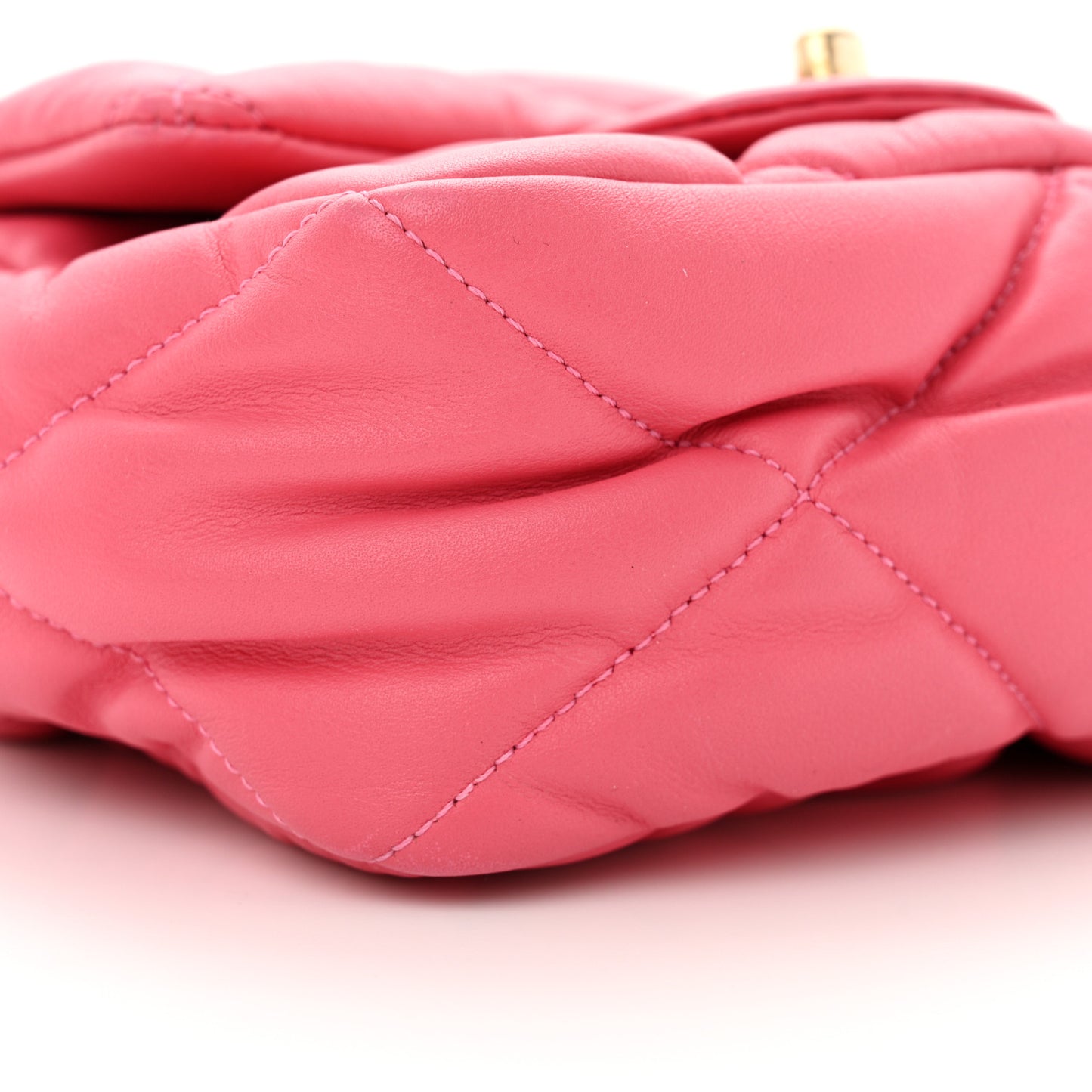 Calfskin Quilted Mini Square Bubbly Flap Pink