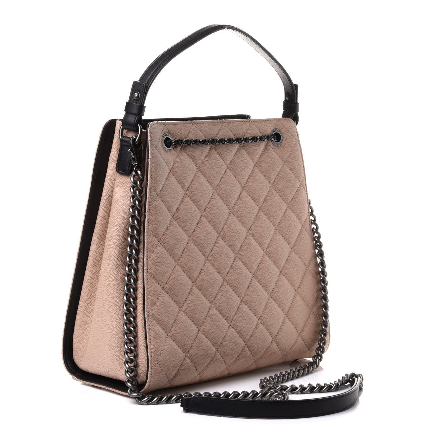 Chanel Caviar Quilted Medium CC Bucket Bag Beige 2 of 10