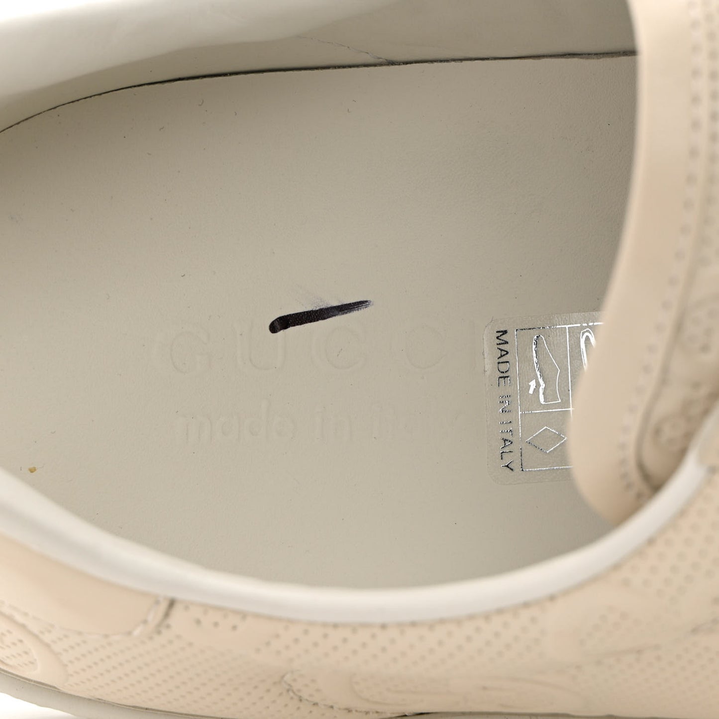 Calfskin GG Tennis Embossed Mens Ace Sneakers 9 Mystic White