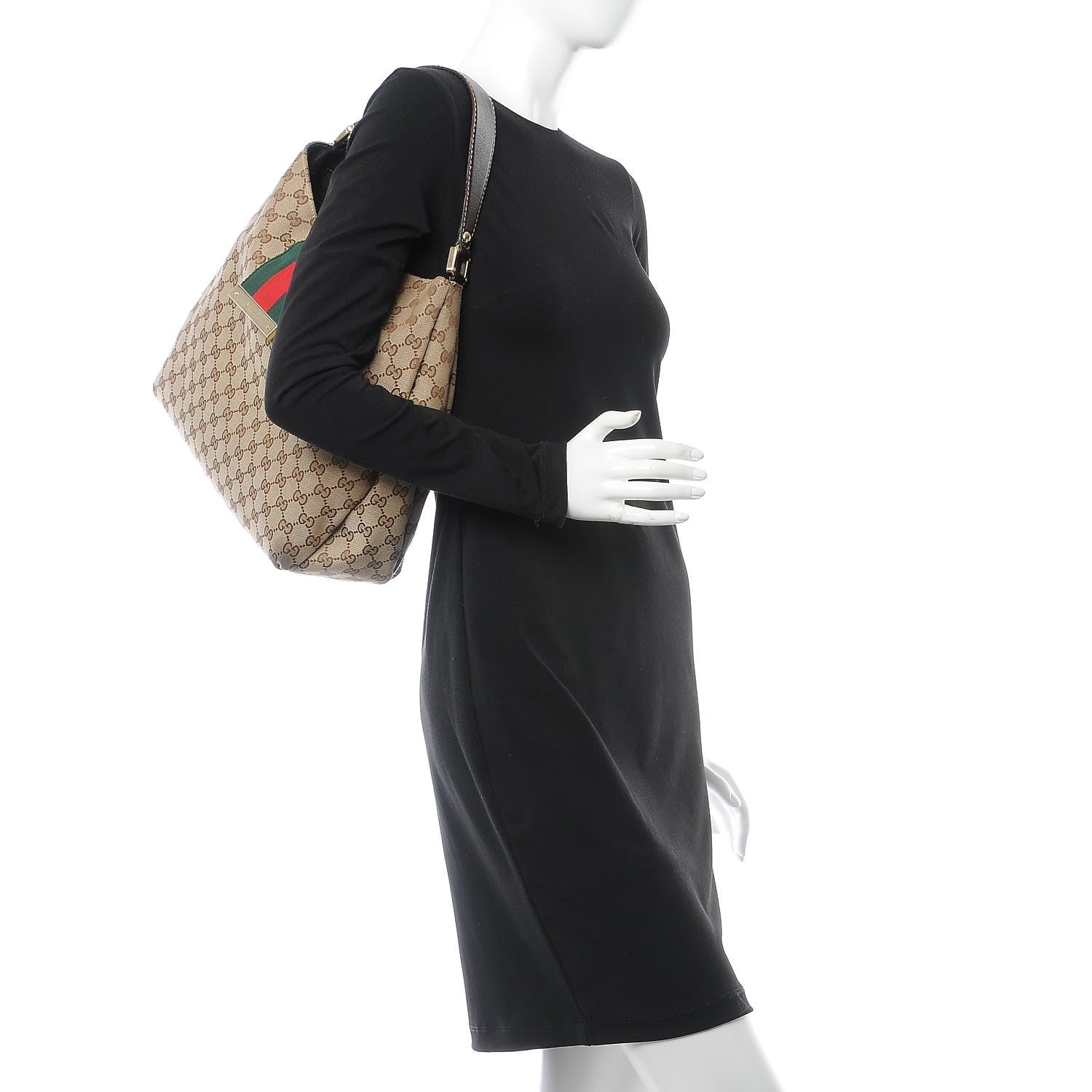 Gucci Monogram Large New Ladies Web Hobo Dark Brown 2 of 9