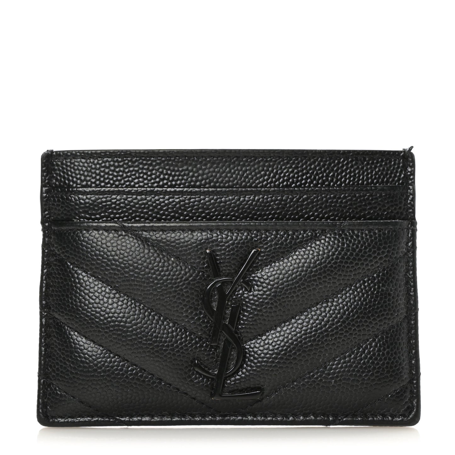 Grain De Poudre Matelasse Chevron Monochrome Monogram Credit Card Case Black
