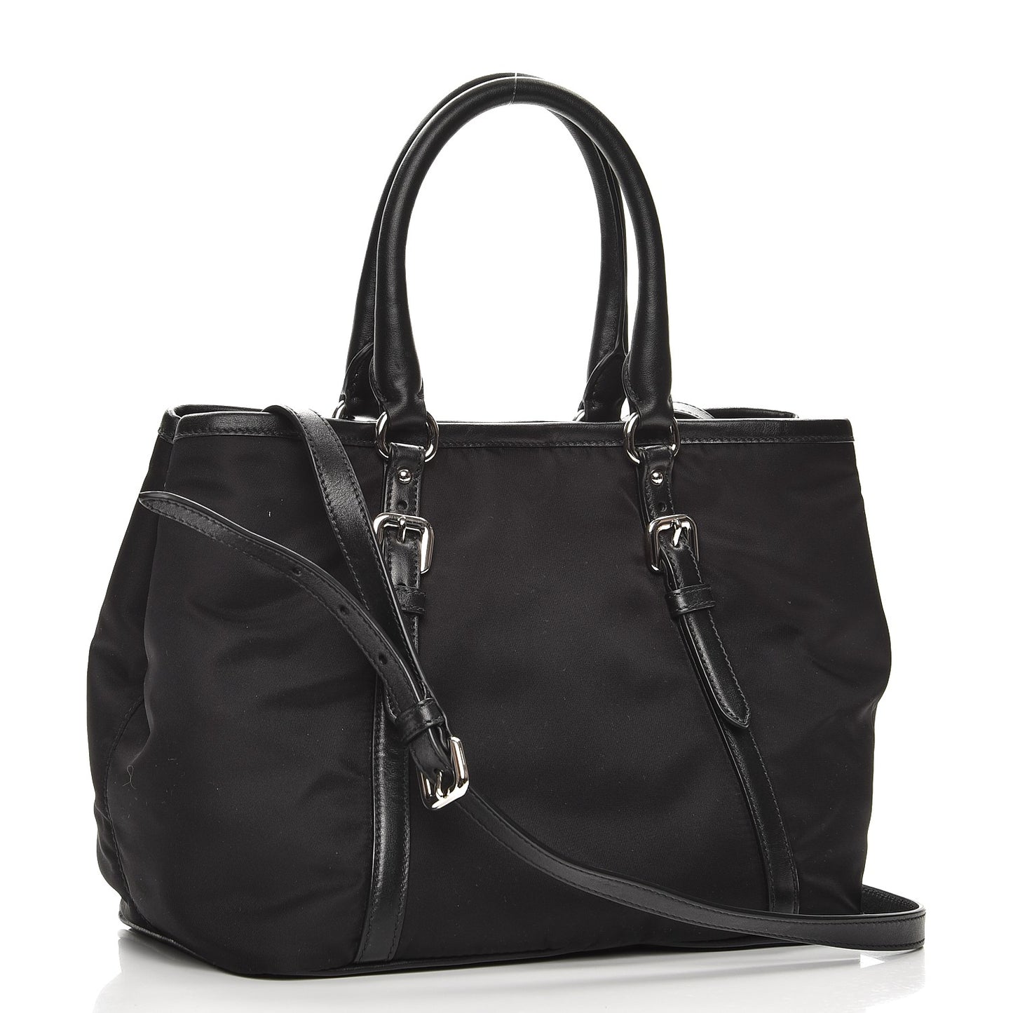 Tessuto Nylon Soft Calf Tote Nero Black