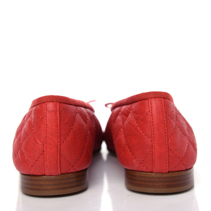 Chanel Aged Calfskin Quilted CC Cap Toe Ballerina Flats 36 Red 7 of 13