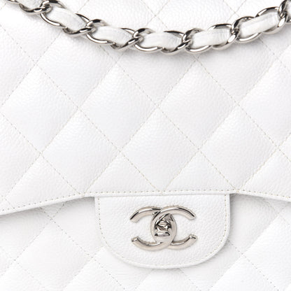 Chanel Caviar Quilted Jumbo Double Flap White 14 of 14