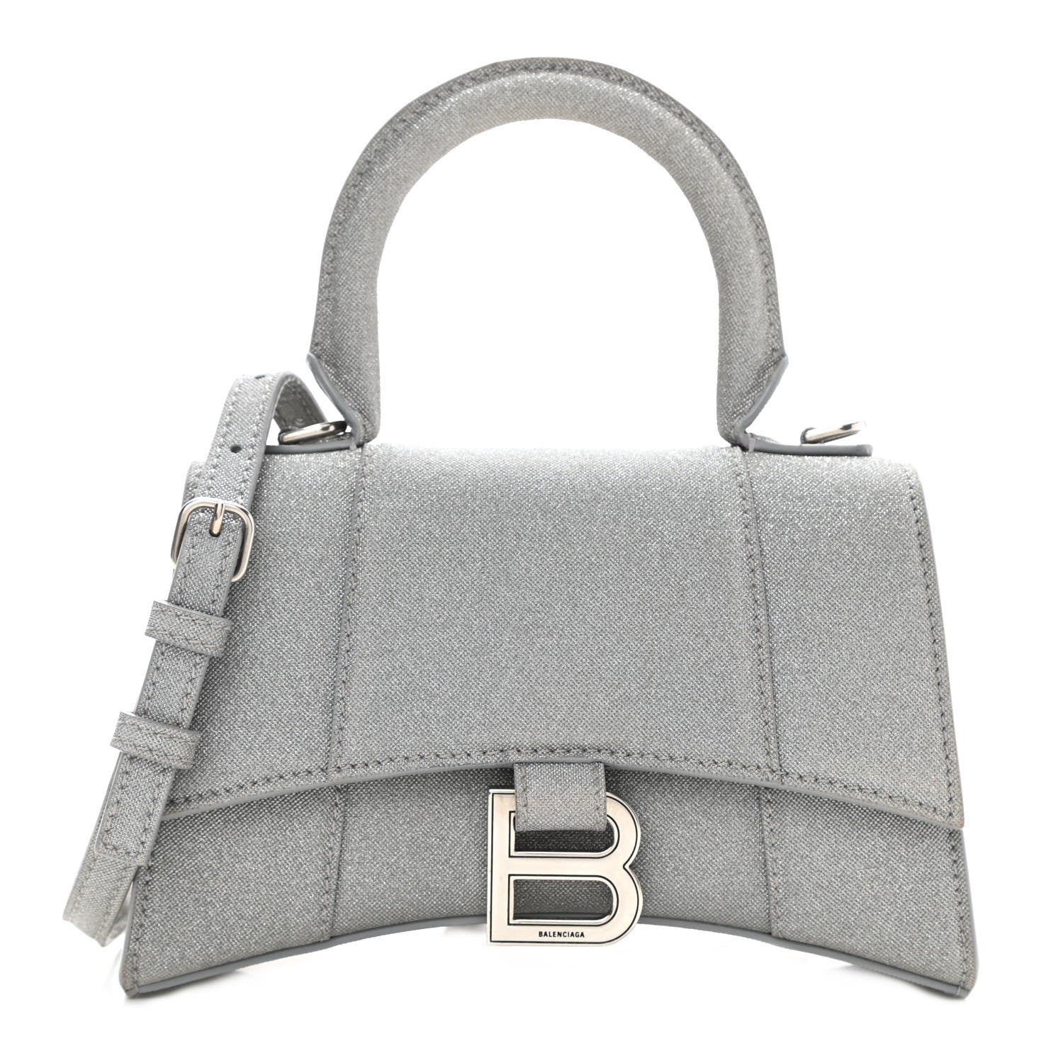 Balenciaga Glitter Fabric Hourglass Top Handle Bag XS Grey 1 of 10
