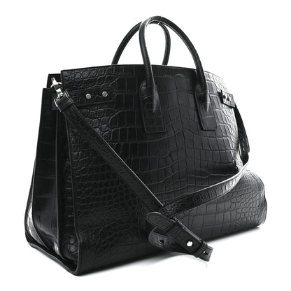 Saint Laurent Calfskin Crocodile Embossed Large Souple Sac De Jour Black 4 of 10