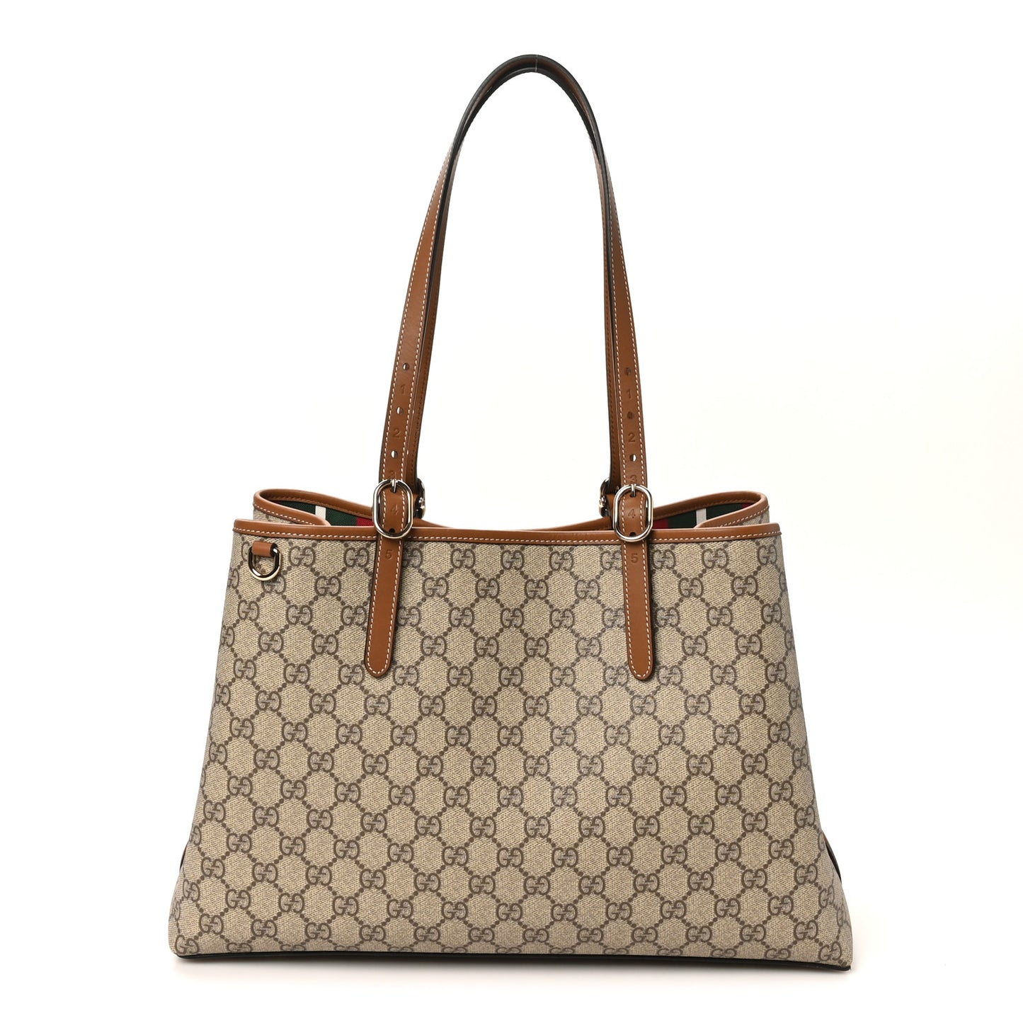 GG Supreme Monogram Emblem Large Tote Bag Beige Dark Brown
