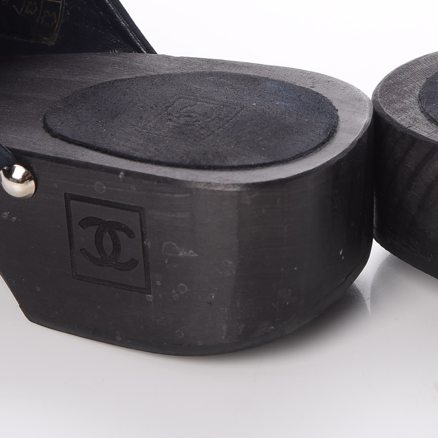 Chanel Suede CC Clogs 40 Dark Navy Blue 13 of 17
