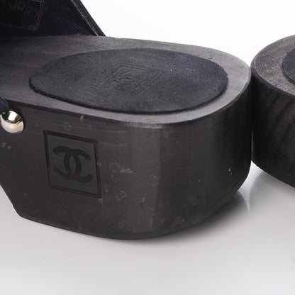Chanel Suede CC Clogs 40 Dark Navy Blue 13 of 17