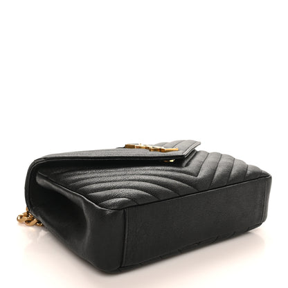 Saint Laurent Sheepskin Matelasse Chevron Monogram Medium College Bag Black 4 of 10